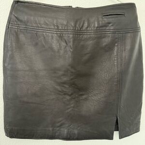Vintage Paradox Black 100% Soft Leather Mini Skirt Pencil Y2K Goth Rocker Moto